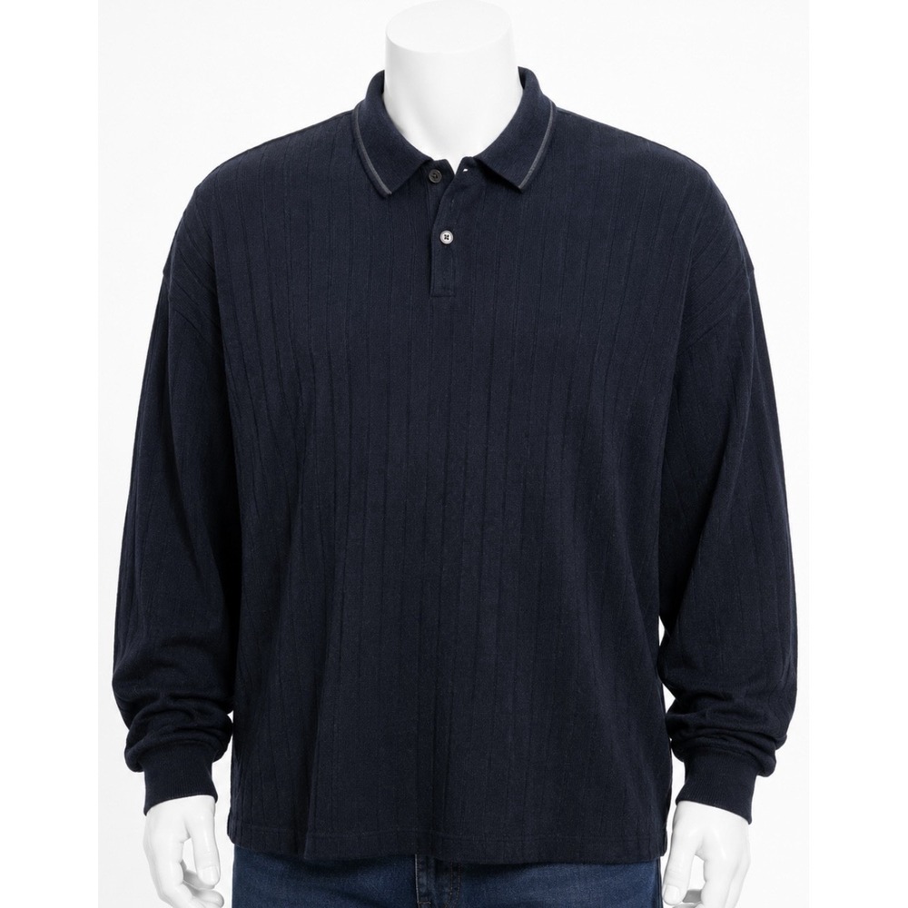 UNTIED Men's Long Sleeve Cable Knit Sweater Shirt Pullover Navy Blue Size 3XL